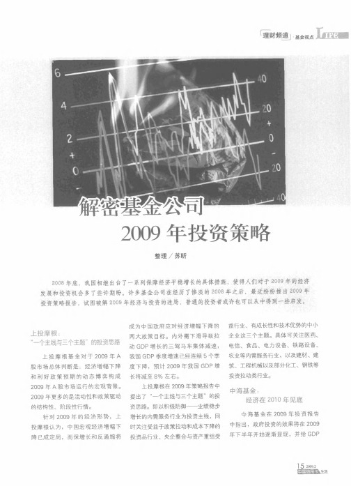 解密基金公司2009年投资策略