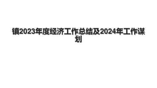 镇2023年度经济工作总结及2024年工作谋划