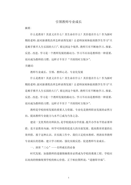 引领教师专业成长