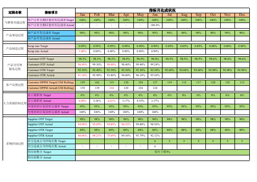 iatf16949过程指标项目管理一览表