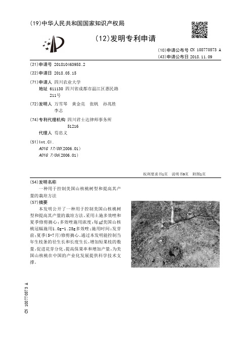 一种用于控制美国山核桃树型和提高其产量的栽培方法[发明专利]