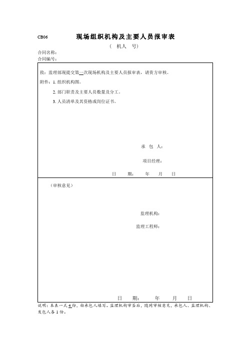 建设工程项目人员报审及人员变更申报模板 