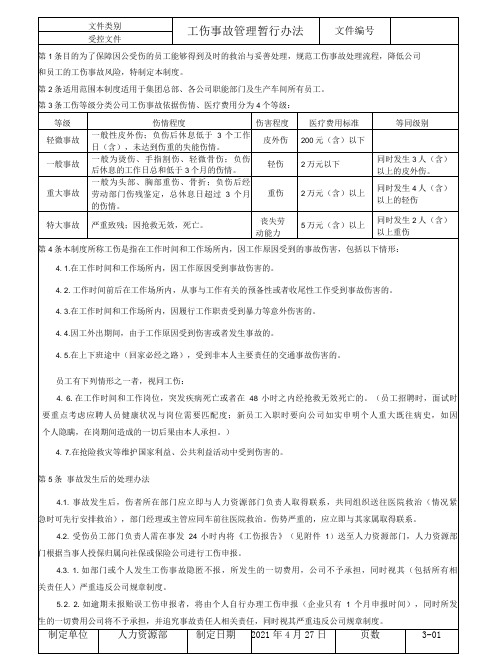 工伤事故管理暂行办法