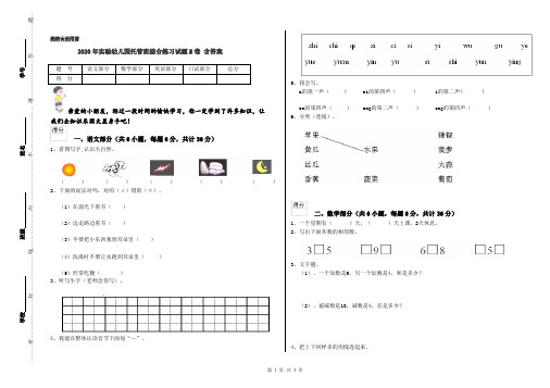 2020年实验幼儿园托管班综合练习试题B卷 含答案