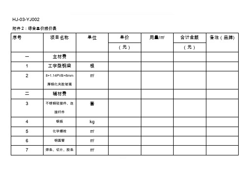 玻璃雨棚报价表