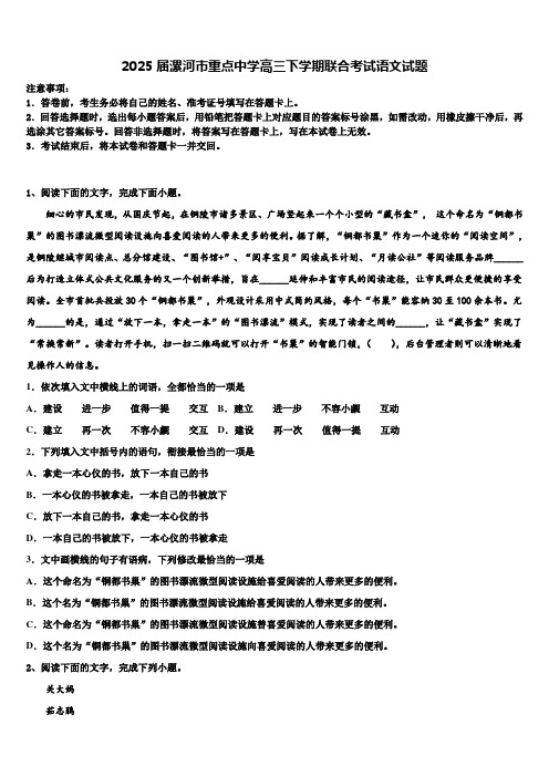 2025届漯河市重点中学高三下学期联合考试语文试题含解析