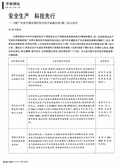 安全生产 科技先行——《推广先进与淘汰落后安全技术装备目录(第二批)》发布