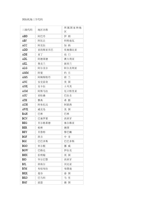 国际机场代码