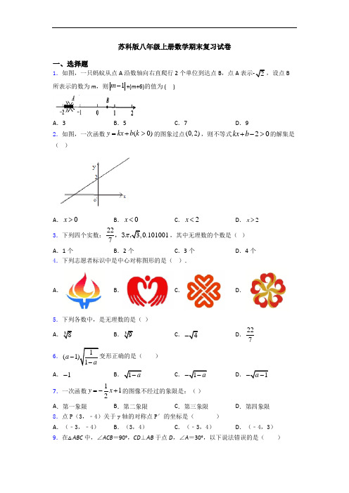 苏科版八年级上册数学期末复习试卷