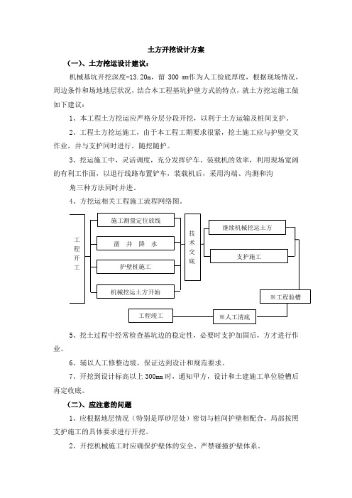 土方开挖设计方案