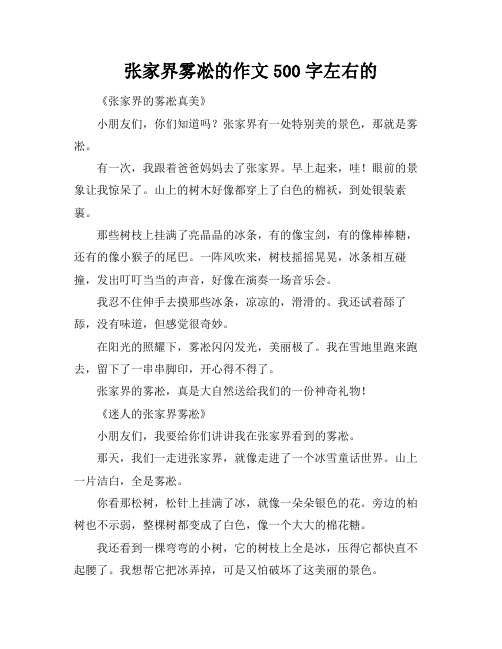 张家界雾凇的作文500字左右的