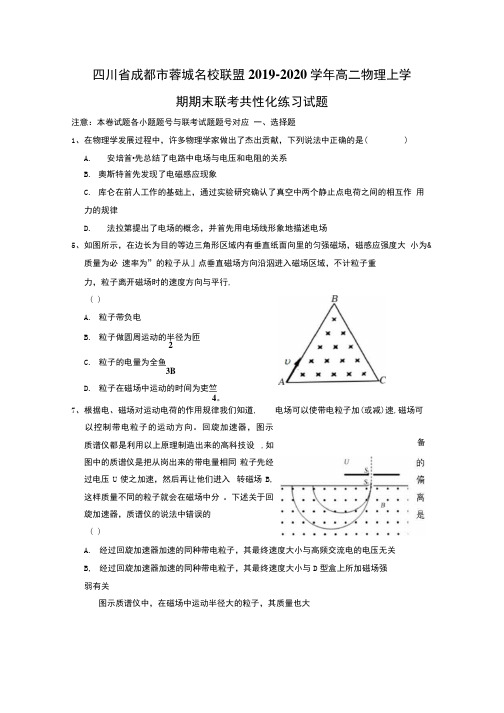 四川省成都市蓉城名校联盟2019-2020学年高二物理上学期期末联考共性化练习试题.docx