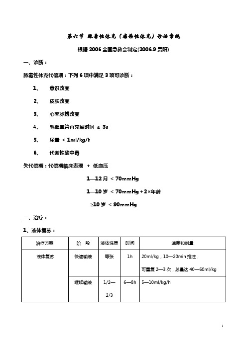 第六节脓毒症(感染性)休克诊治常规