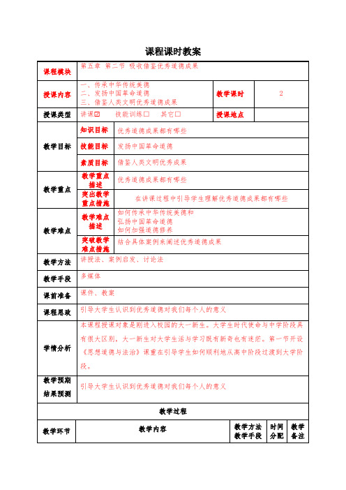 教案 第五章 第二节  吸收借鉴优秀道德成果