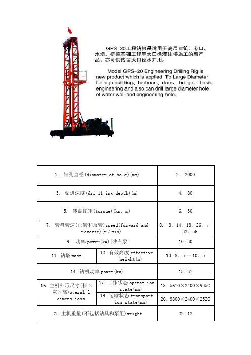 地下连续墙机械参数