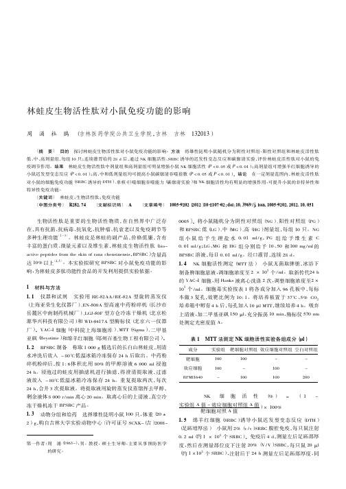 林蛙皮生物活性肽对小鼠免疫功能的影响