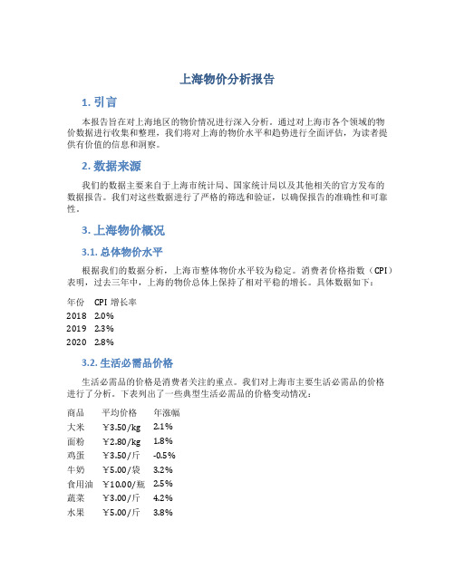 上海物价分析报告