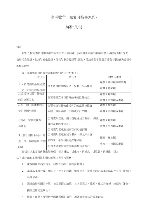 高考数学二轮复习指导系列-解析几何.doc