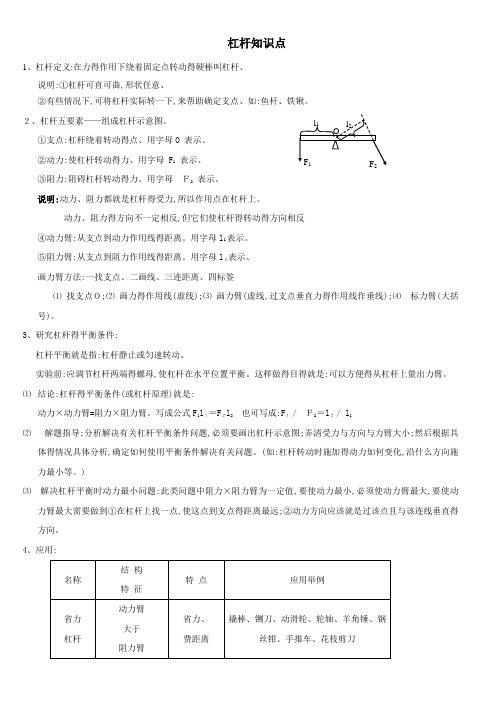 初中物理杠杆知识点及经典考题解析