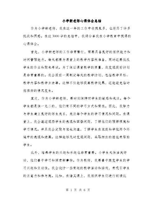 小学新老师心得体会总结（三篇）