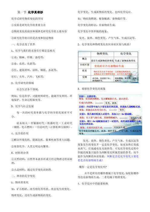 鲁教版九年级上册 第一单元 步入化学殿堂 知识点梳理