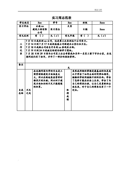 实习周志模版