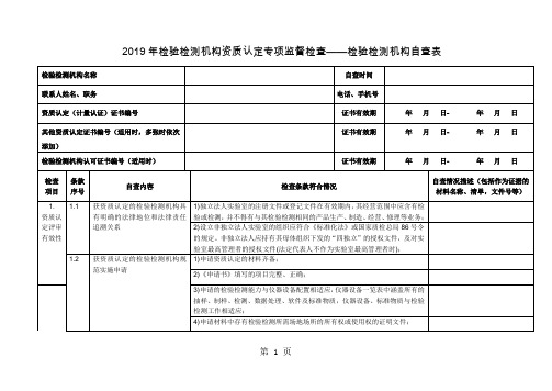 2019年检验检测机构资质认定专项监督检查——检验检测机构自查表-7页精选文档