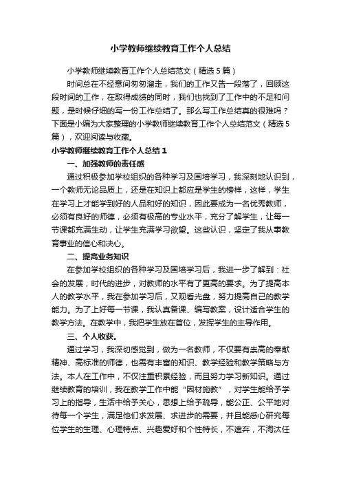 小学教师继续教育工作个人总结范文（精选5篇）