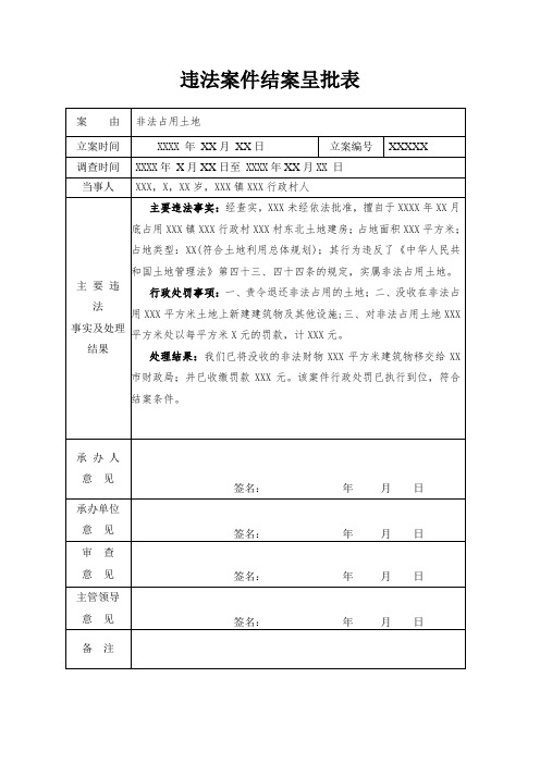 19违法案件结案呈批表