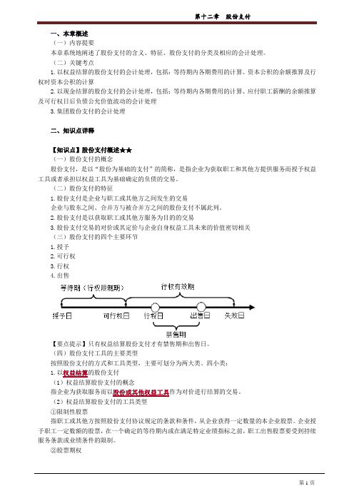 注册会计师培训资料《会计》第12章 股份支付