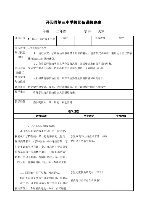 二年级美术 1难忘的童话形象