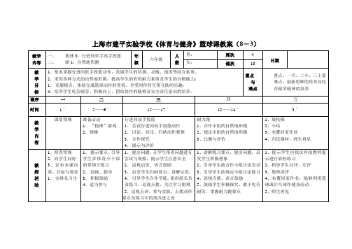 上海市建平实验学校《体育与健身》篮球课教案