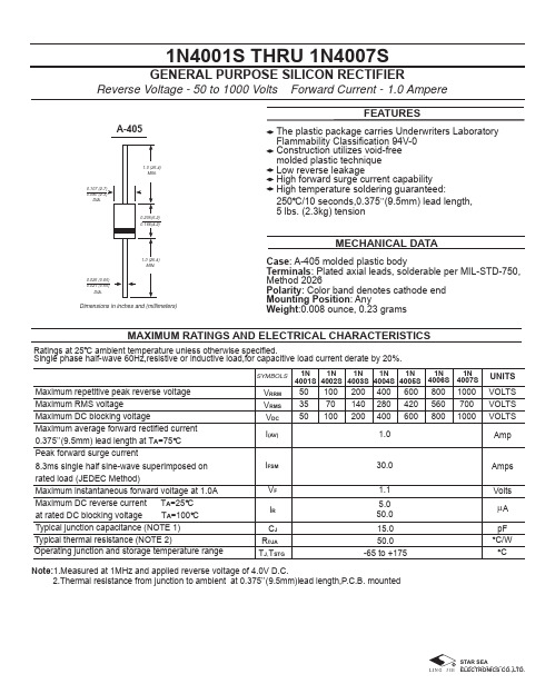 1N4001S 1N4007S硅整流管规格书