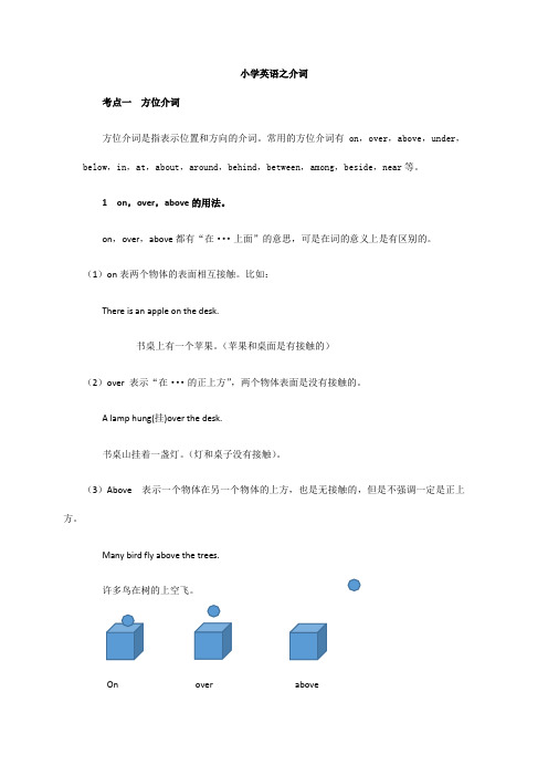 小学英语语法之方位介词