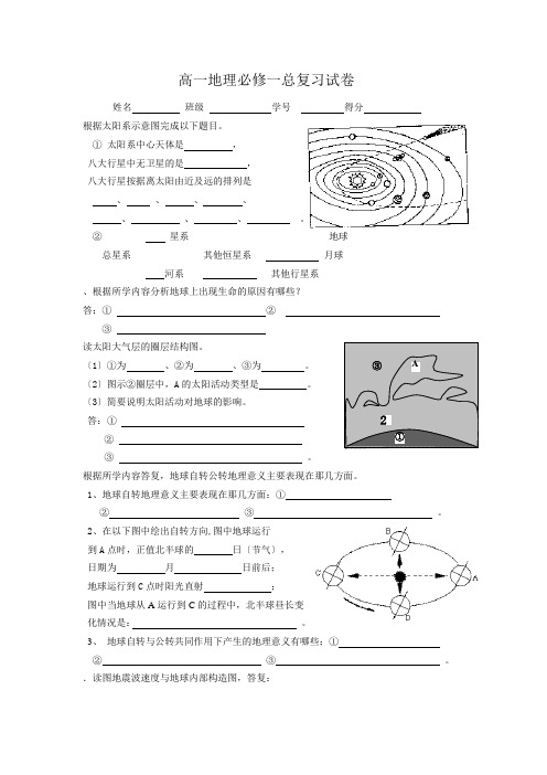 高中地理必修一重点总复习填图试题