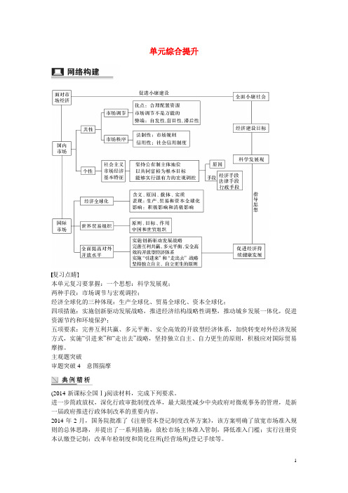 高考政治一轮总复习 第四单元 发展社会主义市场经济单元综合提升 文 新人教版必修1