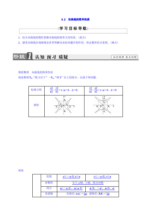 2019-2020学年高二数学北师大版选修2-1教师用书：第3章 3.2 双曲线的简单性质 Word版含答案