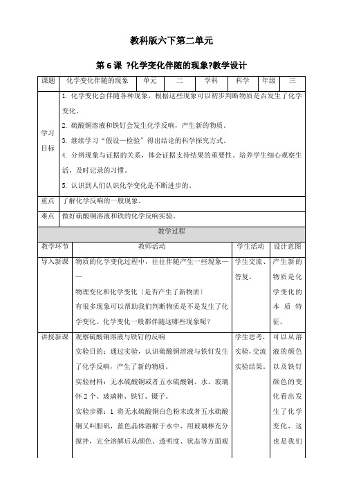 《化学变化伴随的现象》精品教案