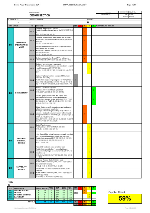 供应商审核表 SUPPLIER COMPANY AUDIT