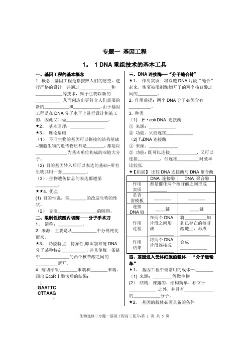 基因工程基础知识填空