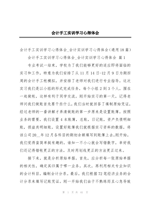 会计手工实训学习心得体会