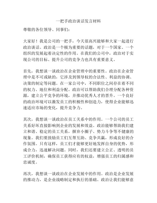 一把手政治谈话发言材料