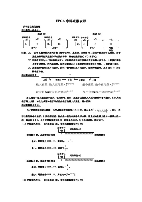 FPGA中浮点数的表示方法