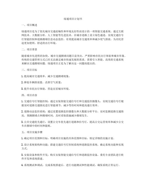 绿通项目计划书