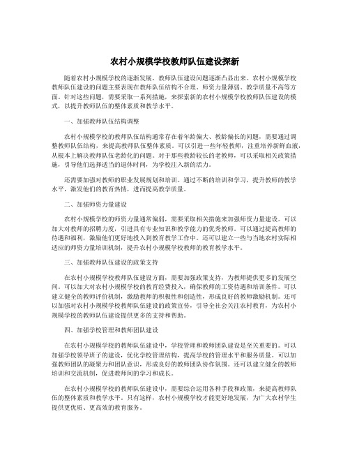 农村小规模学校教师队伍建设探新