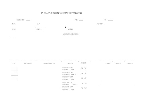 新员工试用期目标任务及培训计划跟踪表