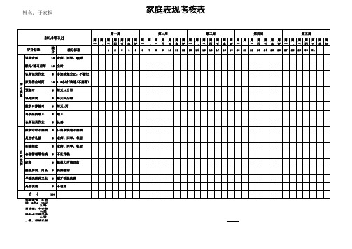 孩子一周学习行为表现奖励表