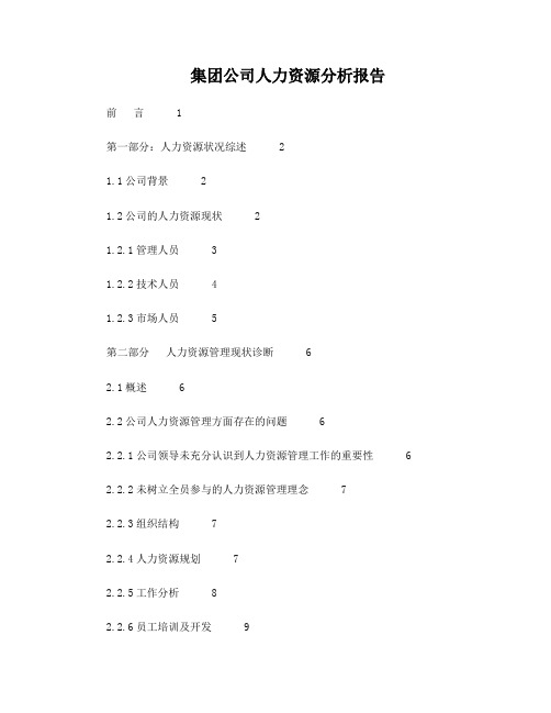 集团公司人力资源分析报告