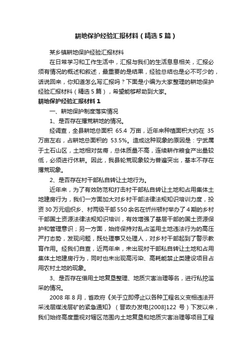 耕地保护经验汇报材料（精选5篇）