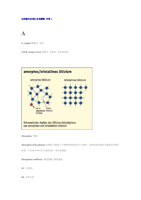 太阳能专业词汇图文解释